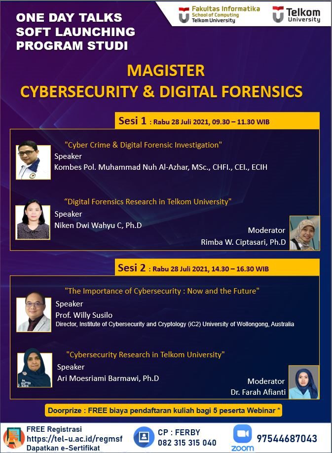 One Day Talk dalam rangkaSoft Launching Program StudiMagister Cybersecurity and Digital Forensics, Universitas Telkom