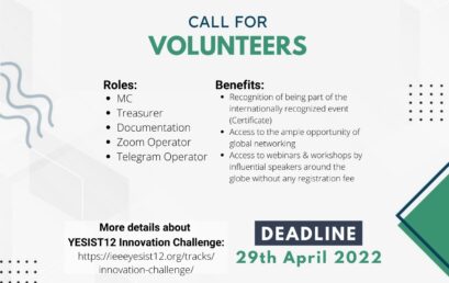 YESIST12 VOLUNTEER Call for Volunteers!